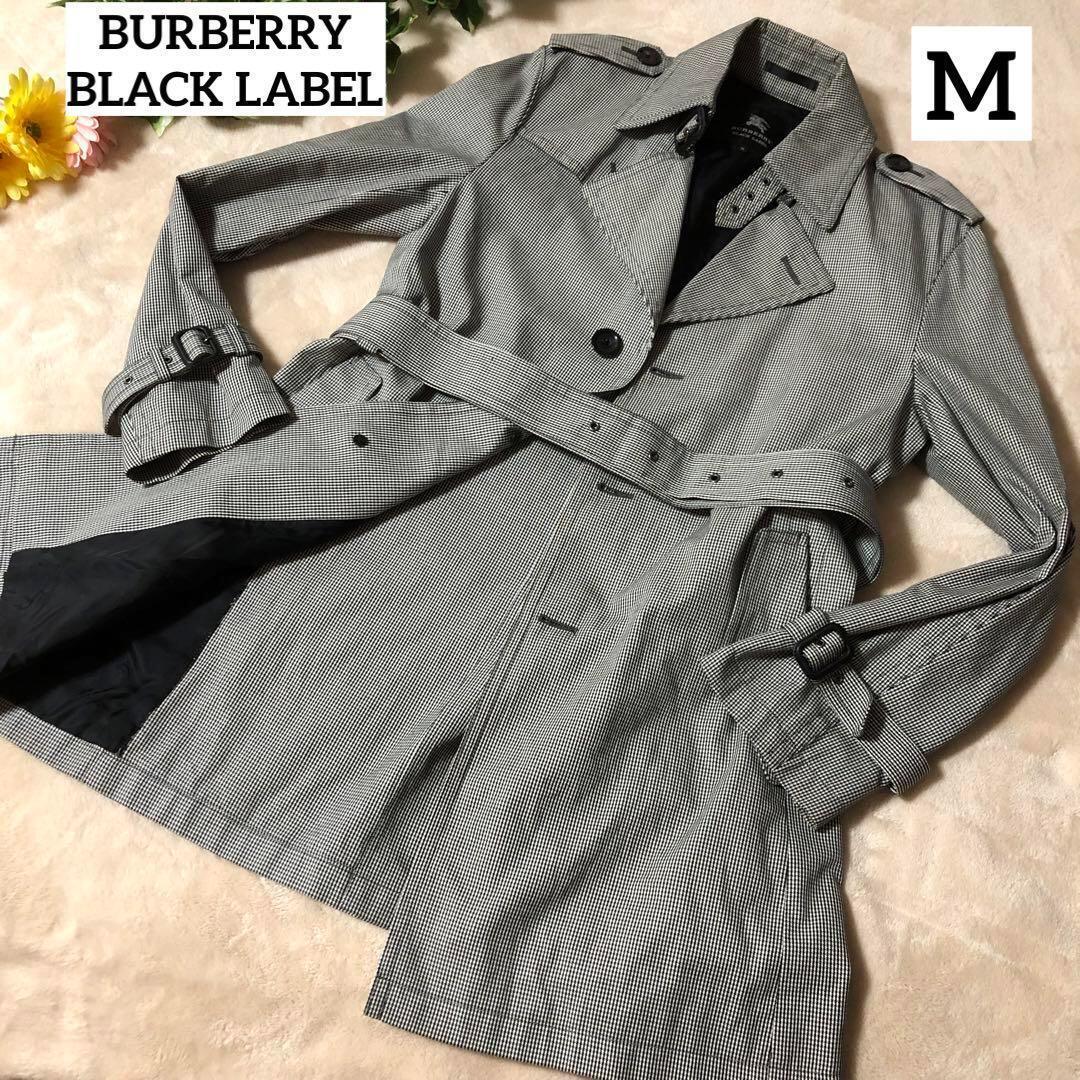 Burberry Black Label Houndstooth Trench Coat with Belt M Size