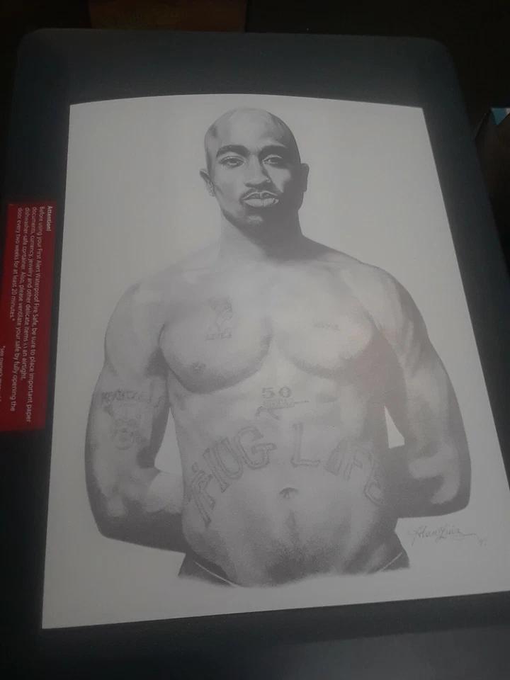 2pac Pencil Drawing Print 8" X 11" Rap - Tupac, Makaveli - Death Row Records - Image 1 of 1