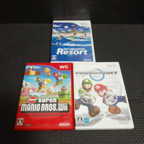 New Super Mario Bros. Wii , Mario Kart & Wii Sports Resort set WII Japanese ver - Afbeelding 1 van 4