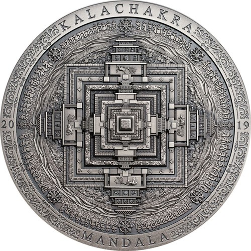 Kalachakra MANDALA Archäologie Symbolik 3Oz Silbermünze Mongolei 2019 - Bild 1 von 5