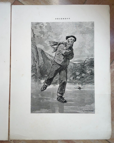 GAVARNI LES DOUZE MOIS 1869 12 PLANCHES GRAVEES PLEINE PAGE COMPLET - Picture 7 of 7