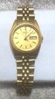 Seiko Quartz Dress Watch Women 7N83-0041 Day Date All Gold New Bat Clear Exe !!