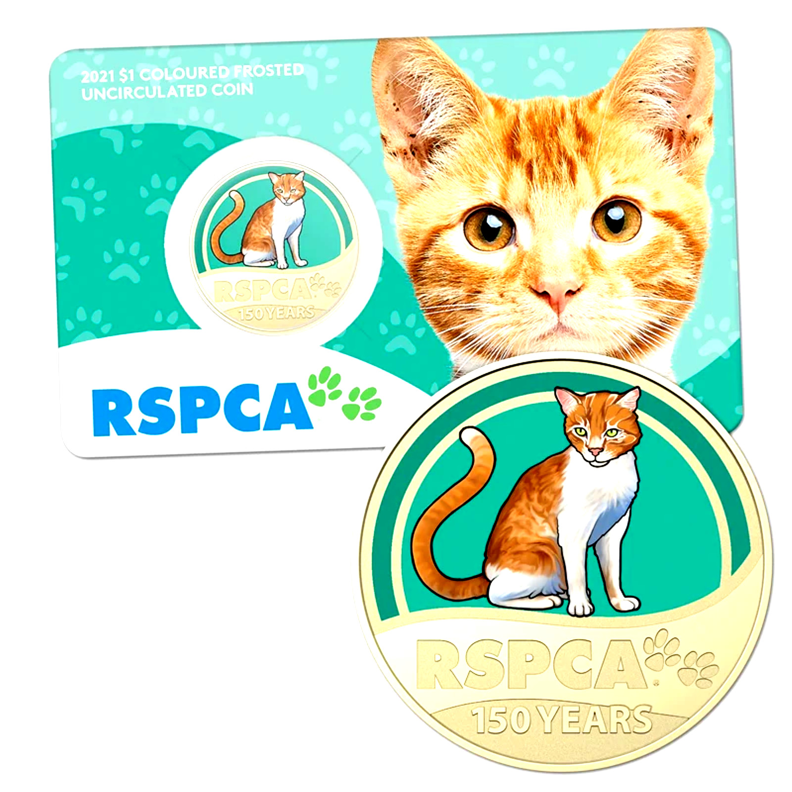 RSPCA 150th Anniversary UNC - Cat, Kupferm. Neuseeland 2021