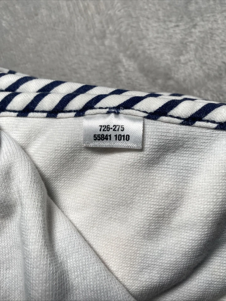 Manta Bebé Ballenas Azules Peces Dorado Blanco Terry Tela Toalla Recepción Borde Rayas Foto 3 de 4