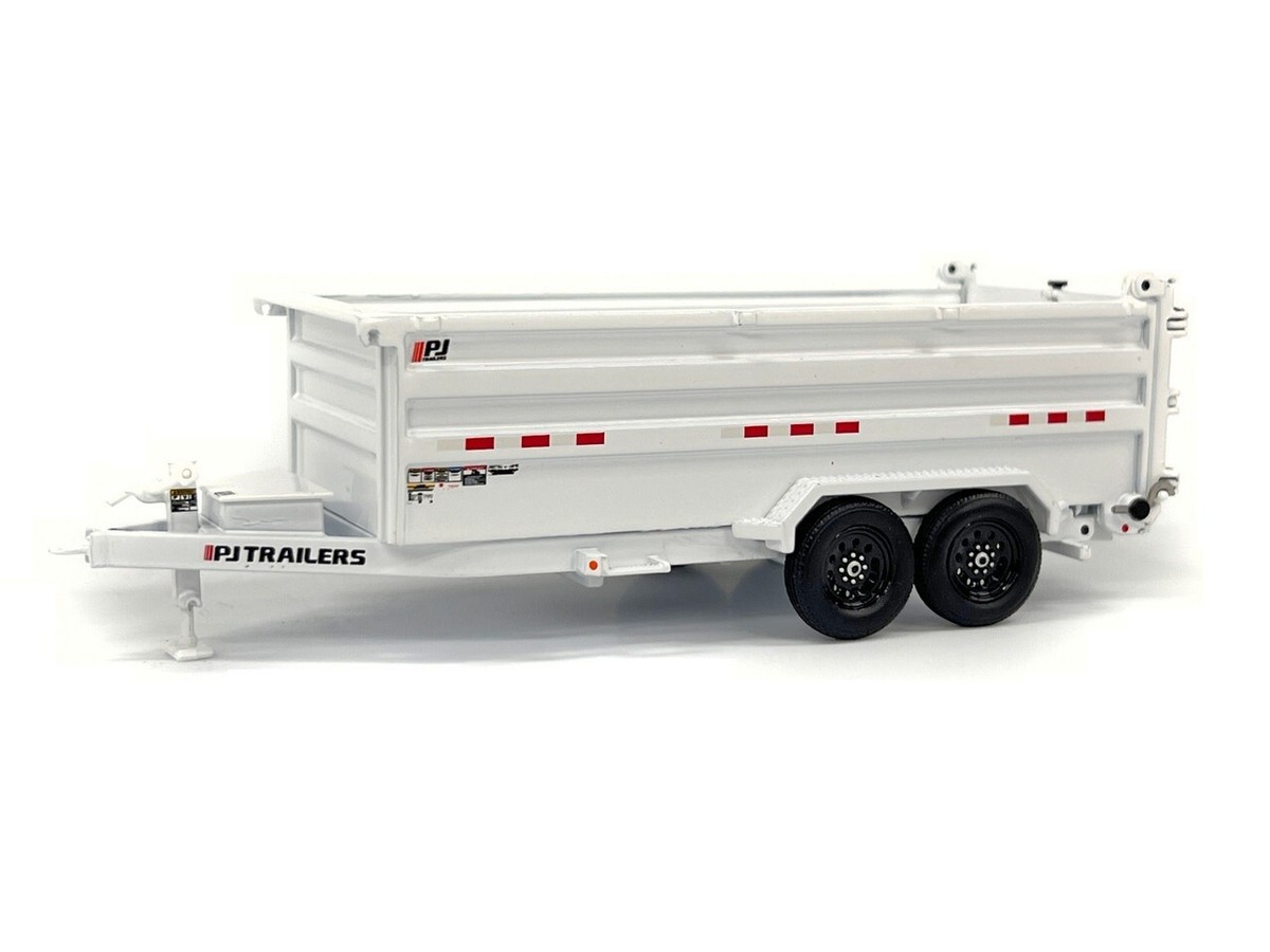 PJ Trailers DM Dump Trailer - White - Weiss Bros 1:50 Scale Model