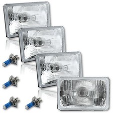 4x6 Halogen Semi Sealed Stock Glass H4 Headlight Headlamp Light Bulb Set 6055w