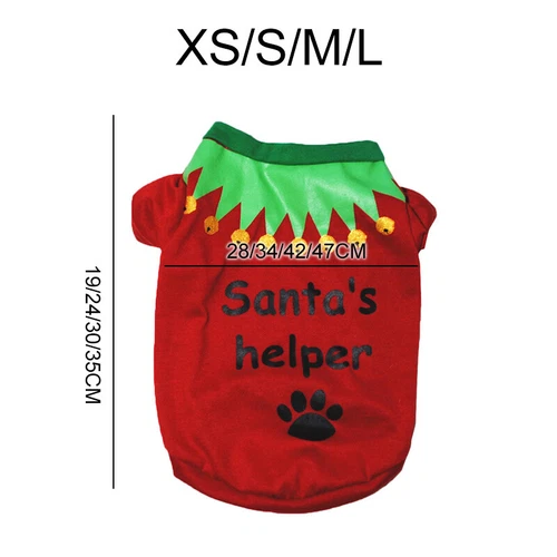 Christmas Red Pet Clothes Puppy Dog Jumper Small Yorkie Chihuahua Cat T-shirts🌸 - Picture 3 of 81