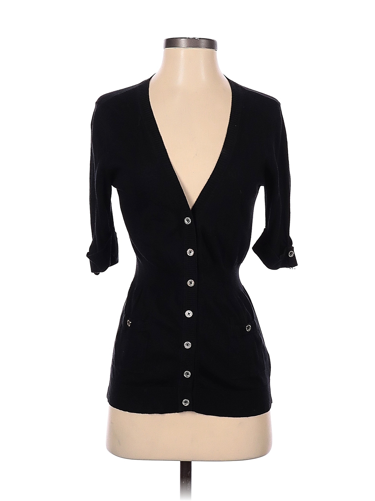 White House Black Market Women Black Silk Cardigan S | eBay