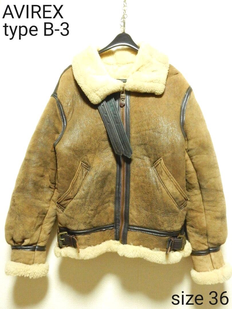AVIREX TYPE B-3 Made in USA, サイズ36 AVIREX Type B-3 Flight Leather Mouton Jacket Size 36 Made in