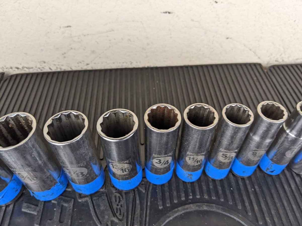 ax684 Armstrong NEW SAE 1/2 Drive Deep Socket Set 3/8 - 1-1/8