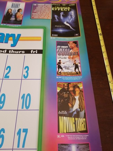 1996 Coming Soon January release dates for VHS Movies HUGE Promo Poster RARE !!! - Imagen 11 de 12