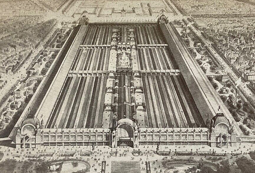 AMAZING! PERSPECTIVE VIEW MAP OF EXPOSITION UNIVERSELLE DE 1878 in PARIS FRANCE