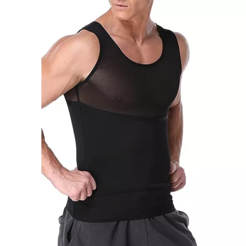 GILET DA UOMO BODY SHAPER SLIMMING PANCIA PETTO COMPRESSIONE T-SHIRT TANK TOP CINTURA - Foto 20 di 36