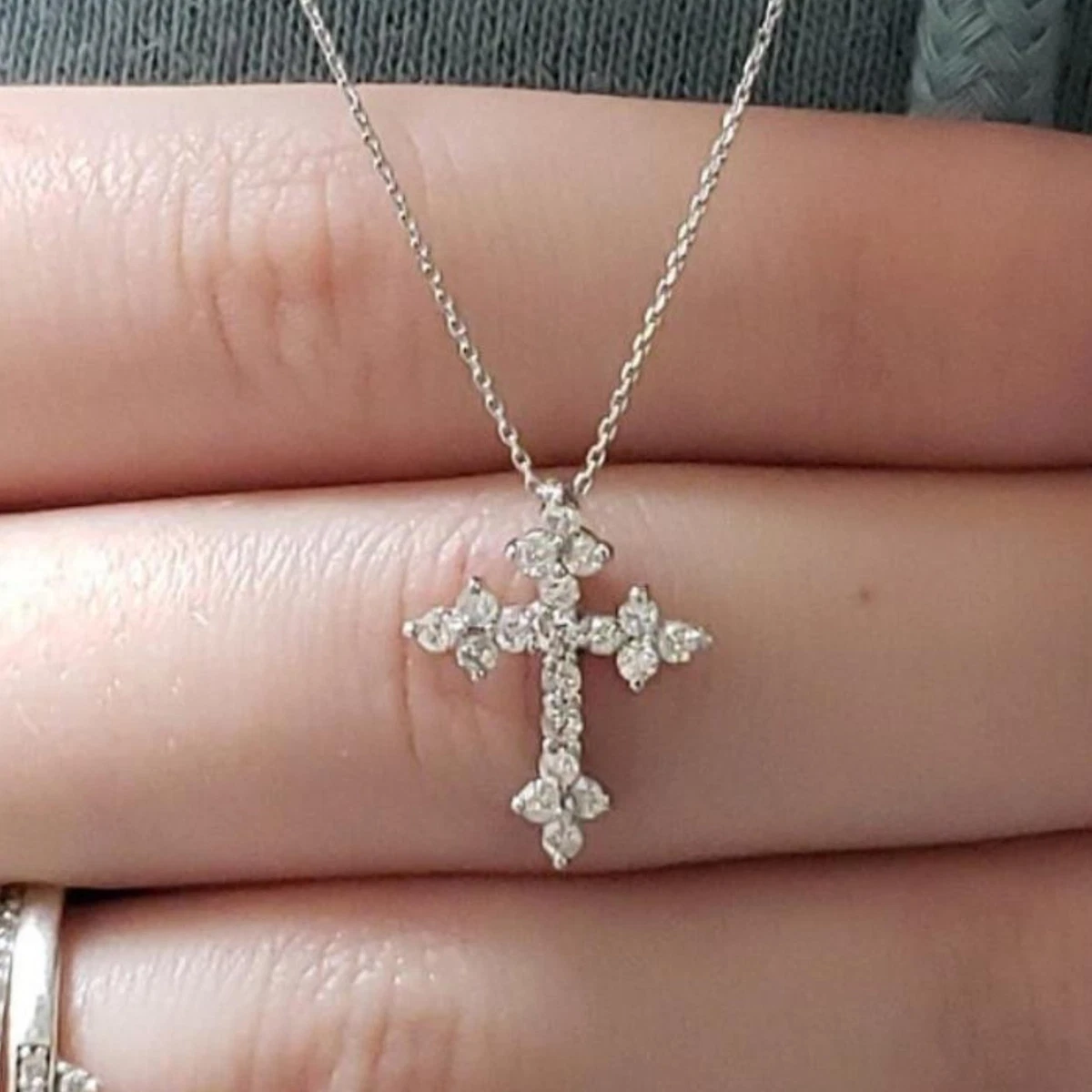 Diamond necklace 2024 with cross