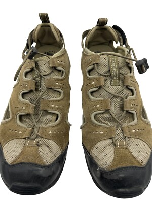 Lands End Mens‎ Brown Leather Fisherman Sandals Cork Footbed 13D Discontinued Lands main image 3