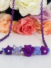 Collana Morellato drop silicone Viola Con Farfalla&Rosa