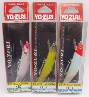 1pc Crystal Minnow Bass Fishing Lure 70mm Choose Colour and Type
