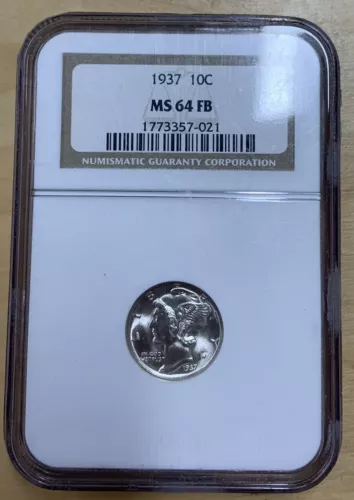 1937 Mercury Dime NGC MS64FB Frosty White Full Bands