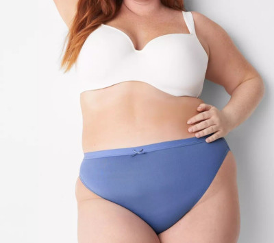 Lane Bryant CACIQUE Silky No Show FRENCH CUT THONG Panty BLUE Plus 10/12 NWT