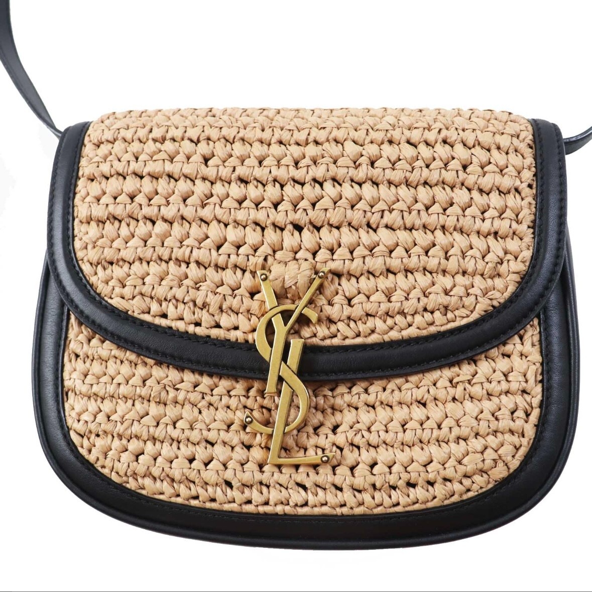 SAINT LAURENT PARIS KAIA BORSA A TRACOLLA IN PELLE DI RAFIA pelle di rafia nera originale
