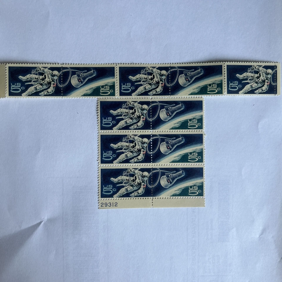 US Postage Astronaut outer Space 5Cents Block Stamps Unused NASA Set Rare NOS - Image 2 of 4