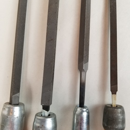 Vintage Metal Files Lot Of 4 - 6" (2), 8", 10" - Lightly Used - W/Handles - Picture 3 of 3