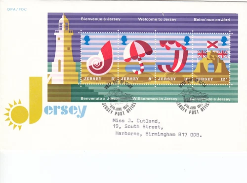 Tourism minisheet GB Jersey FDC 1975 (104632)