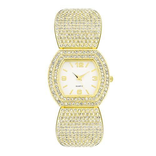 Classic Gold-tone Crystal Bangle Watch Women Classic Crystal Bangle Analog Quartz Wristwatches Gold  main image 2