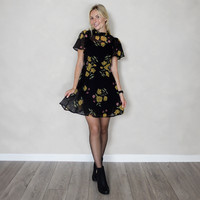 Size 6 - 22 Ex Dorothy Perkins Black Floral Print Skater Fit & Flare Dress