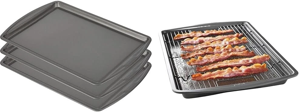 3 Piece 13 Inch x 9 Inch Baking Sheet Set & 15 Inch x 10.5 Inch Crispy Baking