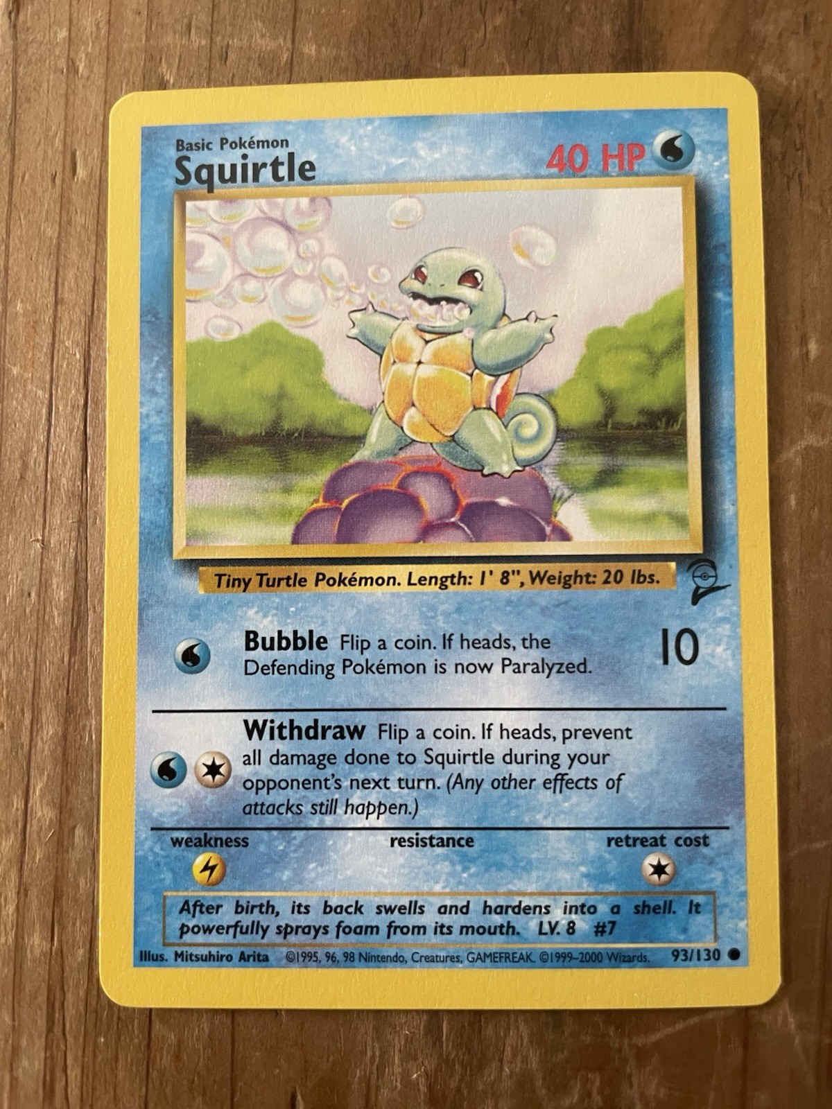 Pokemon TCG Squirtle 93/130 Base Set 2 NM Condition Vintage