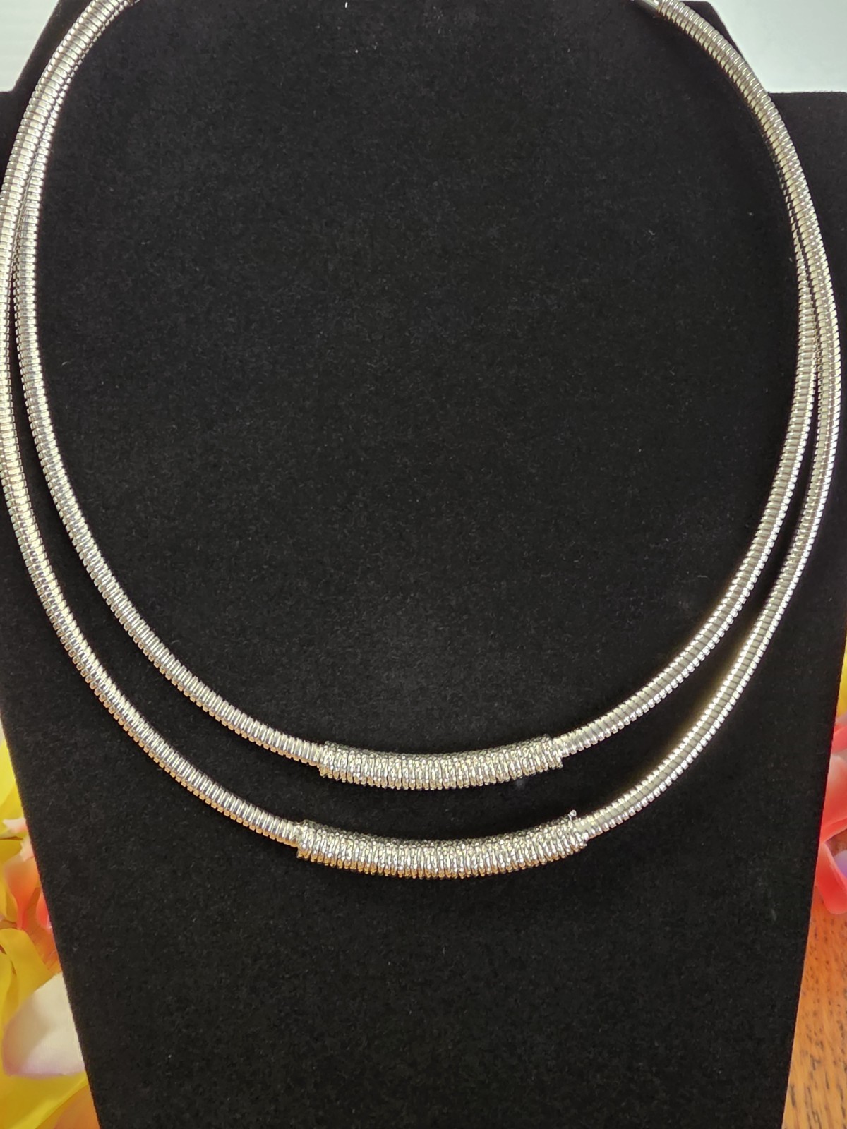 Bold statement double layered silver toned snake … - image 2