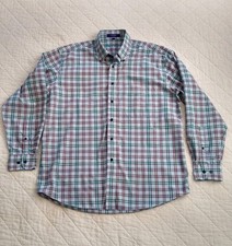 Alan Flusser Mens Large Button Down Long Sleeve Shirt Multicolor Plaid Cotton