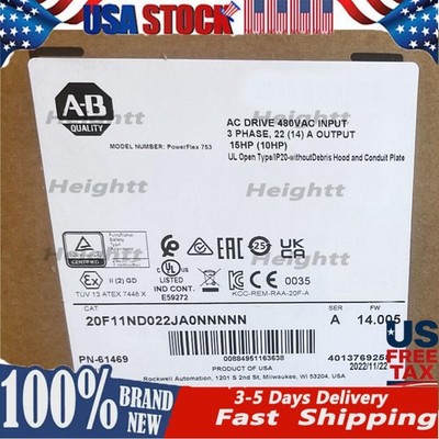 PowerFlex Air Cooled 753 AC Drive 20F11ND022JA0NNNNN AB FREE SHIP US Free Tax