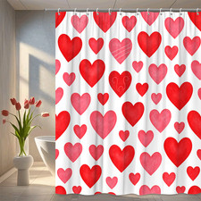 Lovely Heart Pattern Shower Curtain for Kids and Valentine's Decor