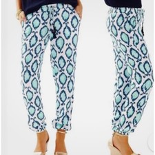 J14 Lilly Pulitzer Beach Loot Piper Pants Joggers Pull On Tassels Womens