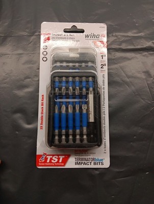 Wiha Tools 70289 TerminatorBlue Impact Driver Bit Set with Belt Clip, 24 Pieces