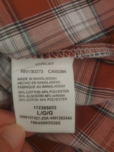 Wrangler Western Shirt Mens Sz L Brown Plaid Pearl Snap Button Short Sleeve New - Picture 5 of 6