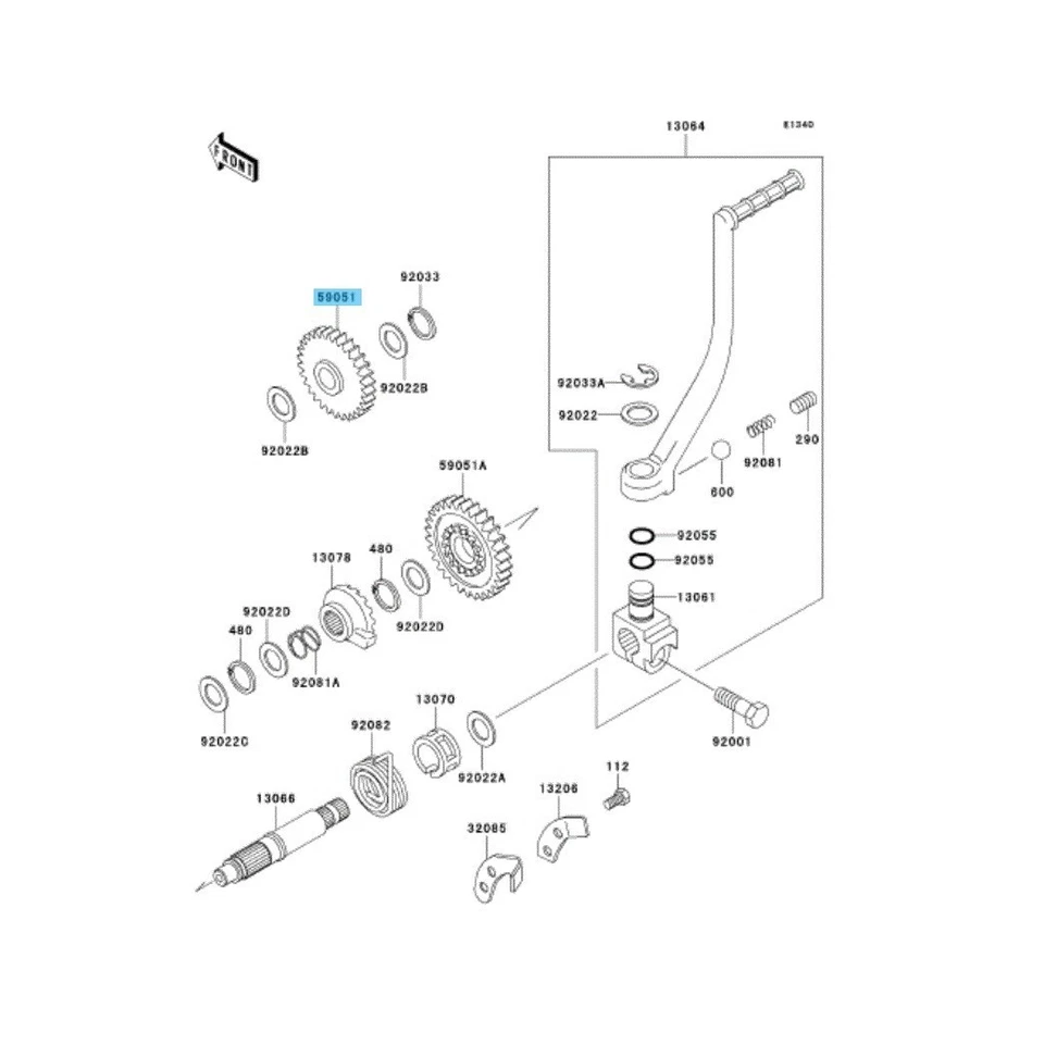 KAWASAKI KLR250 KL250D 1985-2005 Genuino Engranaje de carril en ralentí 28T 59051-1120 OEM Foto 4 de 4
