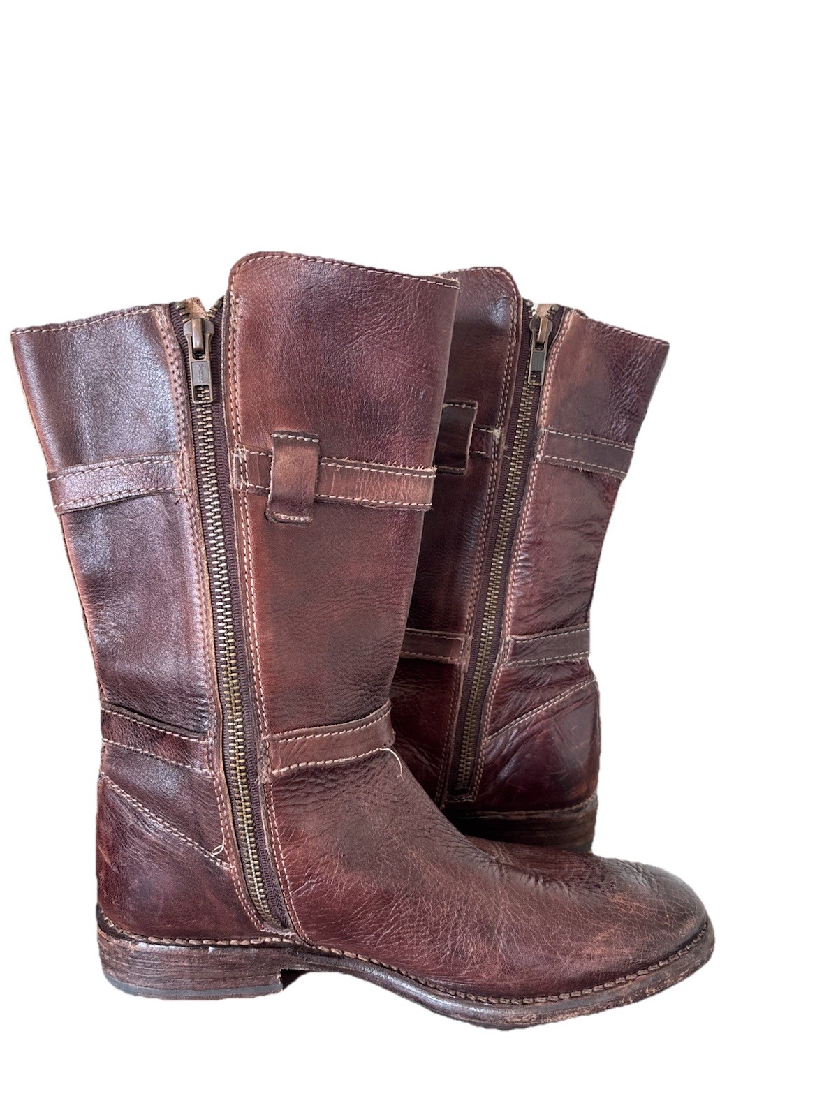 Bed Stu Cobbler Series women's turn leather mid-calf boots Size 7.5 side zip