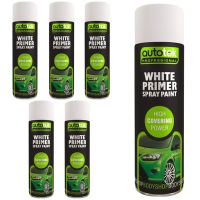 AutoTek White Primer Aerosol Sprühfarbe 500ml X6 Profi Acryl Grundierung
