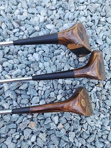 LYNX CLASSIC Oil Hardened Persimmon DRIVER + 3 & 4 & 1 WOOD SET Right Steel Reg - Picture 10 of 22