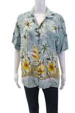 Riley Womens Button Front Collared Floral Hawaiian Shirt Blue Multi One Size
