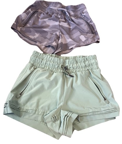 Athleta Girl Shorts Small (6/7) Green And Camo Lot Of 2