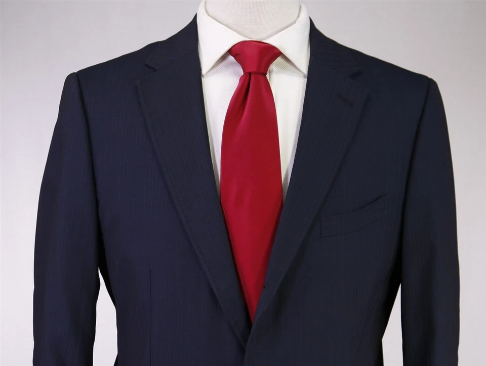 Traje de Viaje Paul Stuart Azul Marino Rosa Rayas 2-Btn Lana Japón 40S Foto 3 de 4