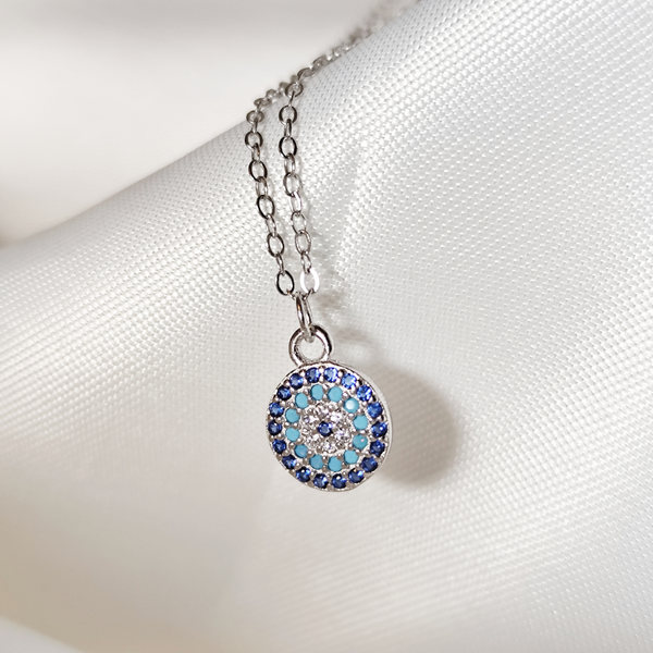 Auge Nazar AnhäNger Halskette 925 Sterling Silber Damen Halskette Strass TüRkis-image