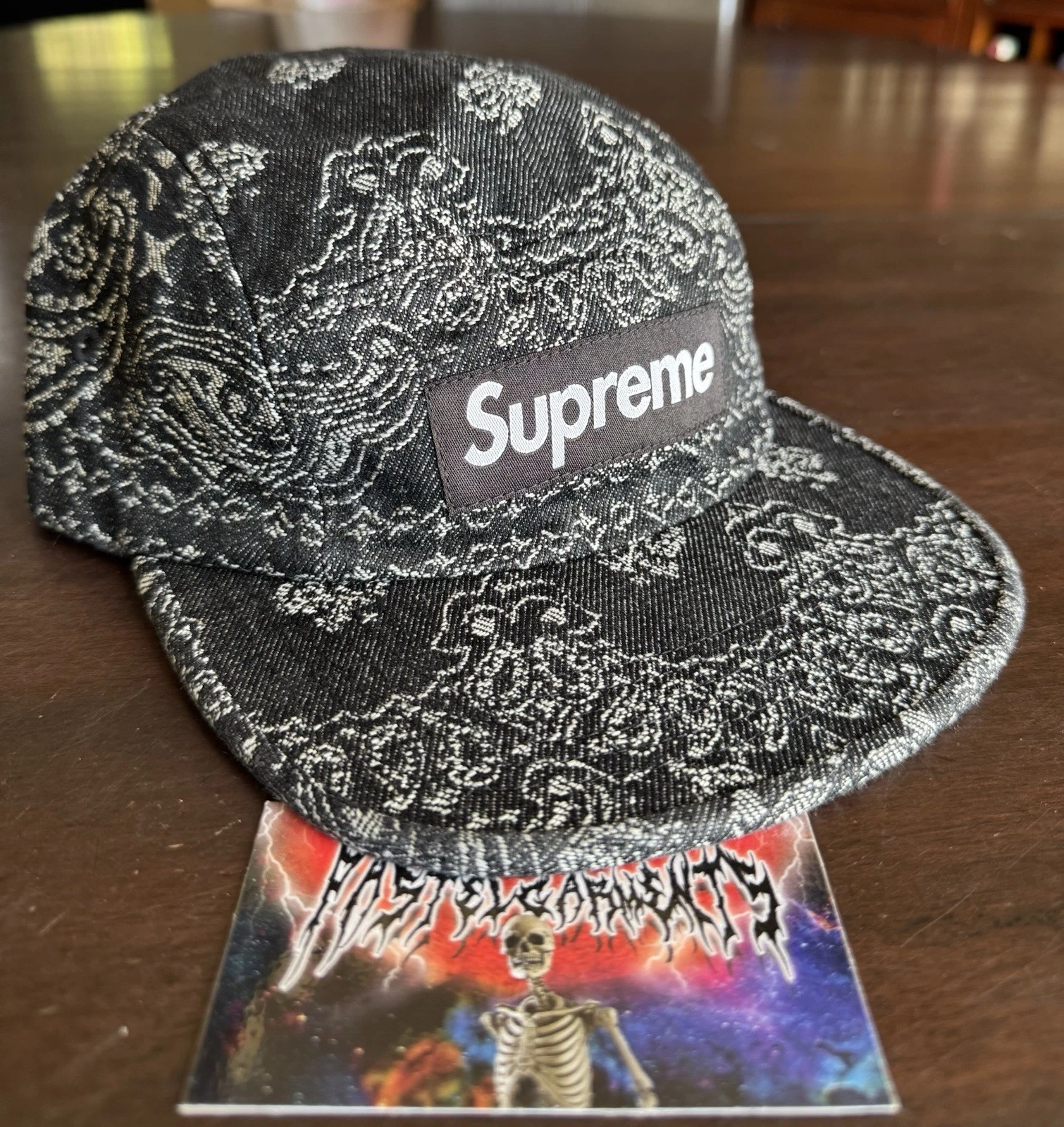 Casquette de camp en denim jacquard Supreme Bandana noire SS25   NEUVE SOUS BLISTER