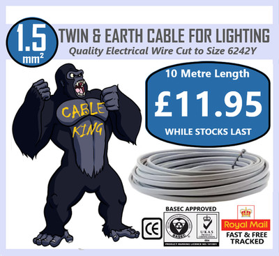 10 Meter Länge ZWILLING & ERDE Elektrokabel Draht 1,5 mm 6242Y SCHNELLE KOSTENLOSE LIEFERUNG