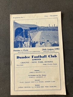 Dundee v Clyde 26th Aug 1953 Scottish League Cup