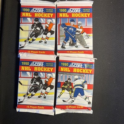 1990 Score NHL Hockey Premier Edition Wax Pack 15 Cards Factory Sealed x4 pack